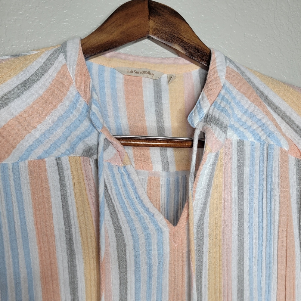 Soft Surroundings Womens Laguna Gauze Striped Tiered Midi Dress Size Medium - Picture 5 of 9